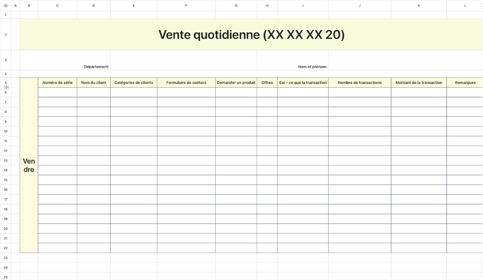 Vente quotidienne